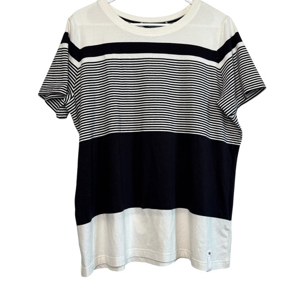 Lauren Ralph Lauren Striped T-Shirt‎ Size Large Black White Nautical Preppy - Picture 1 of 7